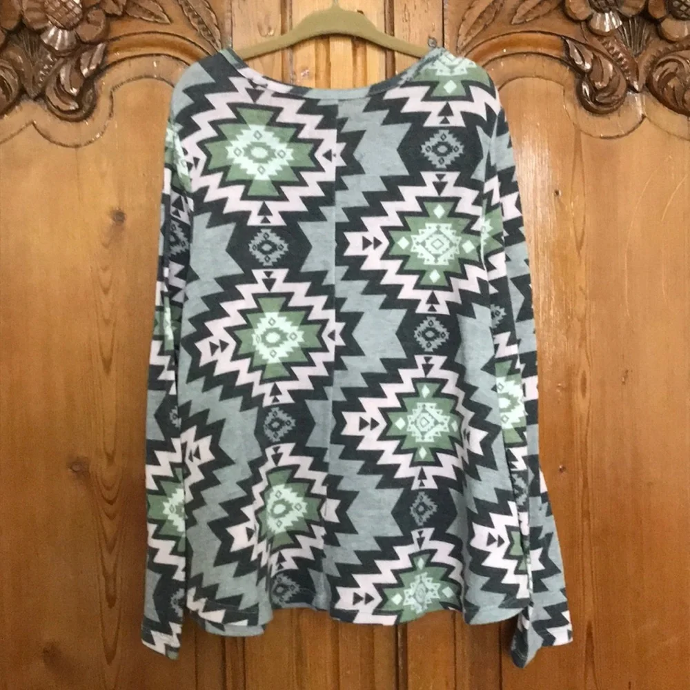 Justice Girl Aztec Pattern Fleece Top